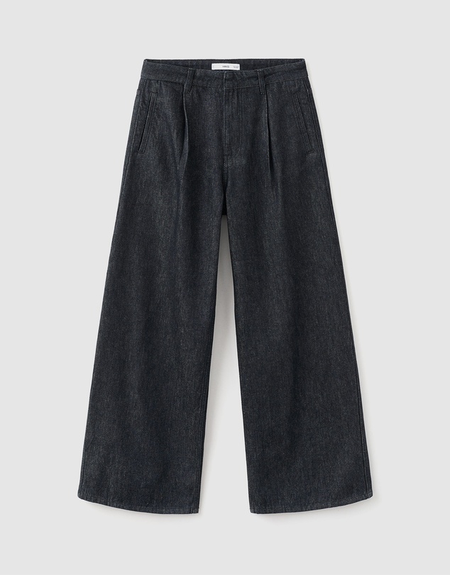 M.N.G - Wide-Leg Pleated Denim Trousers