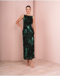 Azzurielle - Eliza Printed Mesh Maxi Dress