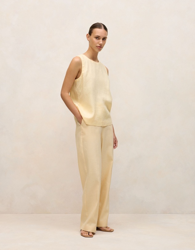 Trenery - Delave Linen Shell Tank in Butter