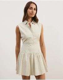 Atmos&Here - Ava Stripe Mini Fit And Flare Dress