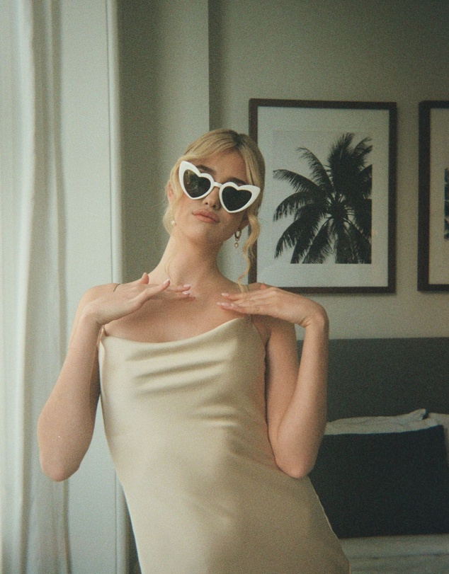 The White Collection - Stella - Modern White Love Heart Sunglasses
