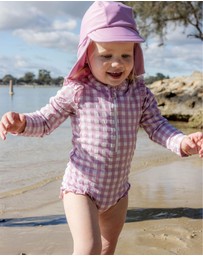 Purebaby - Printed Frilly Long Sleeve Swimsuit -Kids-Babies