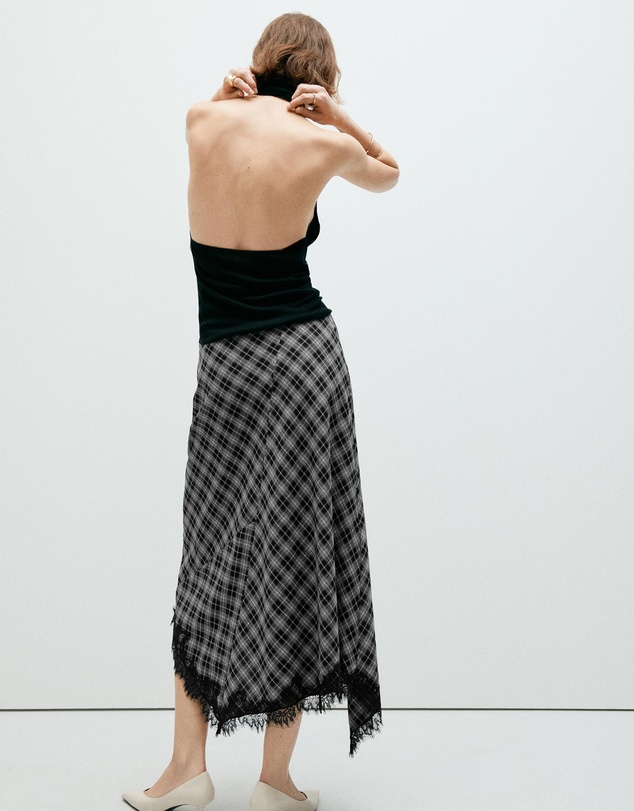M.N.G - Flowy Checked Midi Skirt