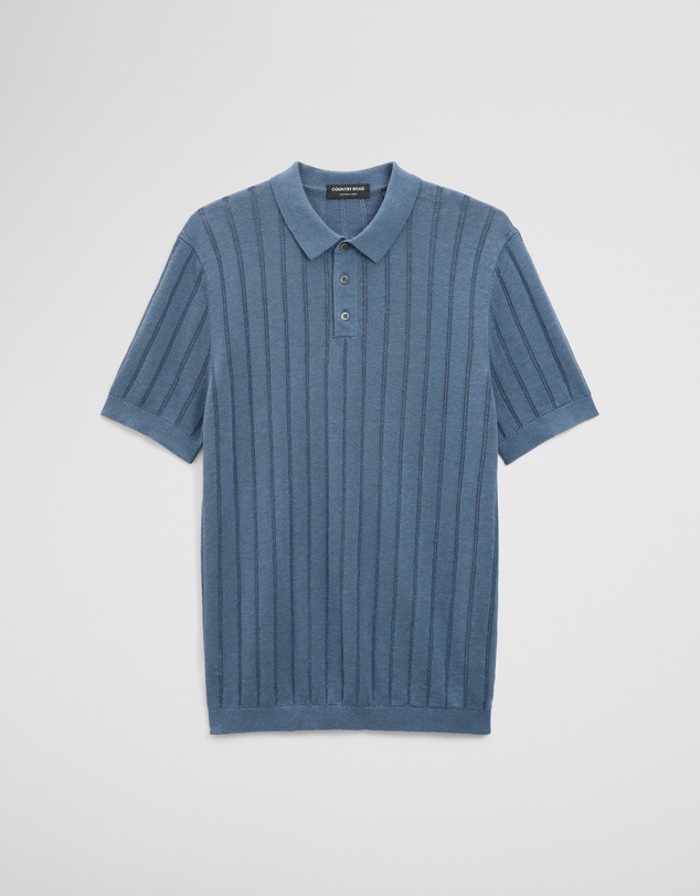 Country Road - Linen Cotton Stripe Knit Polo