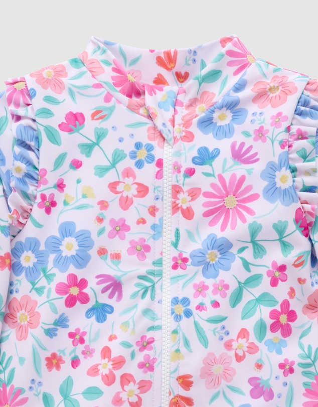 Purebaby - Printed Long Sleeve Rashie Sunsuit- Kids-Babies