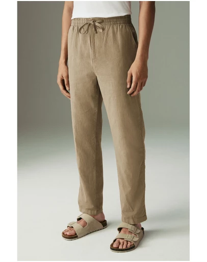NEXT - Linen Cotton Elasticated Drawstring Trousers Regular Fit