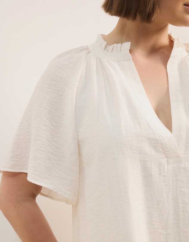 Atmos&Here Curvy - Amina Linen Blend A-Line Mini Dress with Butterfly Sleeve