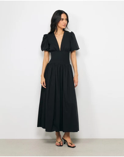 AERE - Leta Shirred Cotton Midi Dress