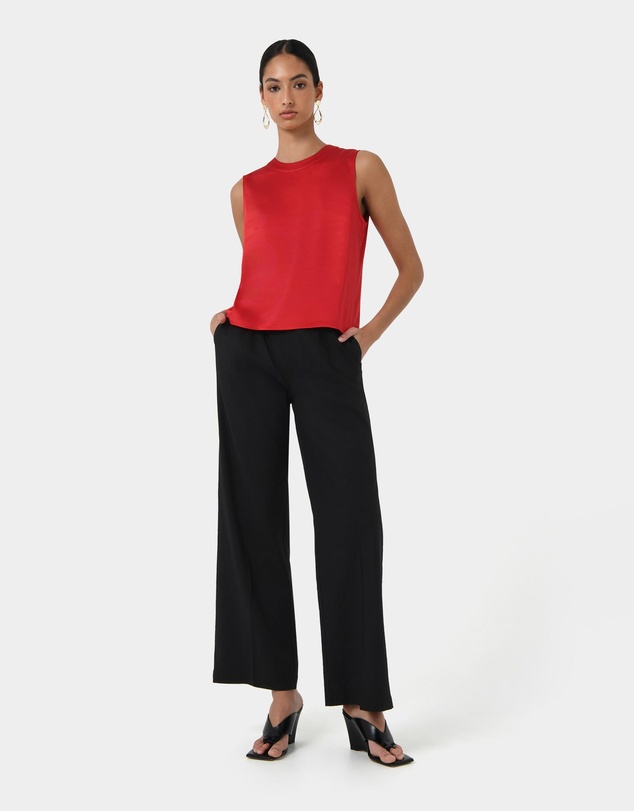 Forcast - Louisa Round Neck Satin Top