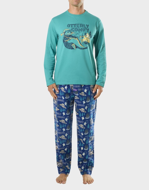 Mitch Dowd - Mens Otterly Comfy Cotton Sleep Set - Blue Green