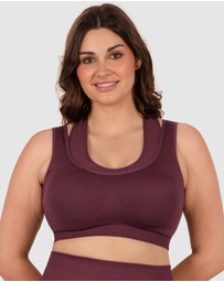 B Free Intimate Apparel - Double Racer Seamless Padded Sports Bra (B-C-D-DD-E-F-G-H) Cup