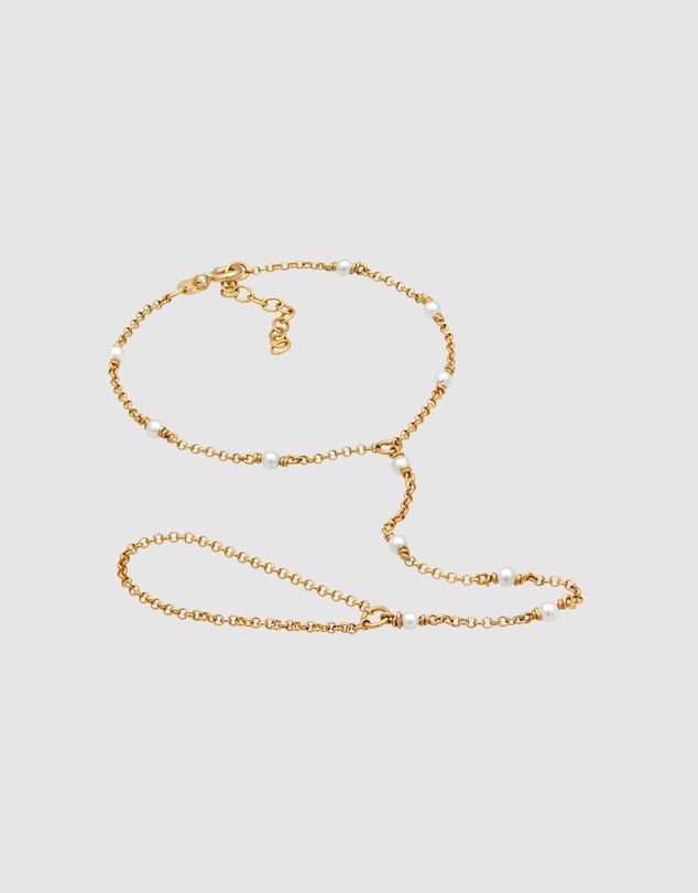Elli Jewelry - Shell Pearl Hand Chain in Gold-Plated 925 Silver
