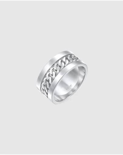 Elli Jewelry - Wide Chain Band Ring in 925 Silver