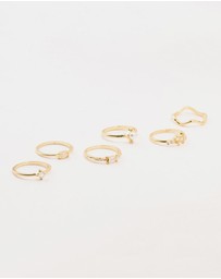 Lovisa - Gold Plated Pearl Cluster Rings 6-Pack