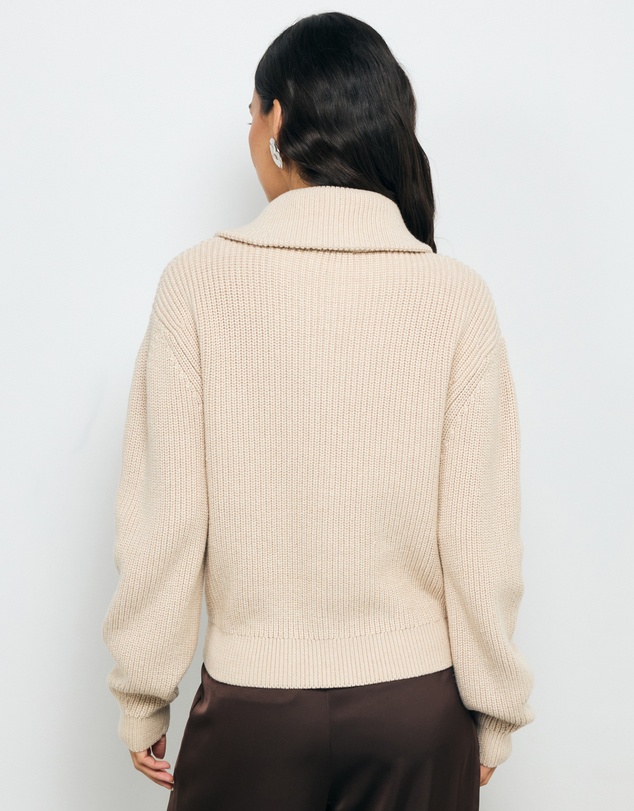 AERE - Clea Organic Cotton Zip Cardigan