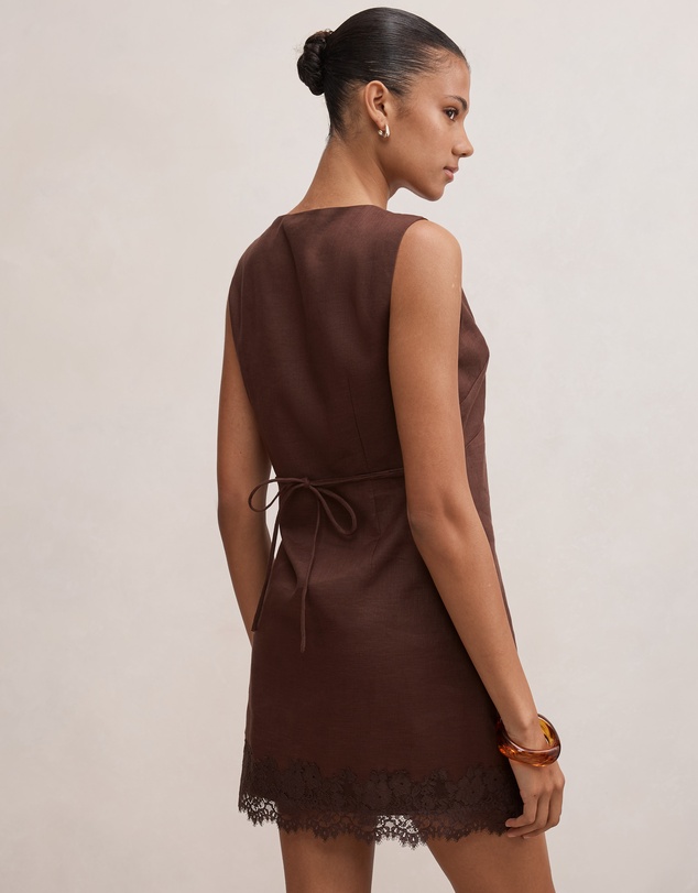 Forever New - Zali Lace Trim Linen Mini Dress