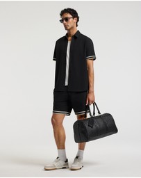 Calibre - Stripe Trim Textured Shorts Black