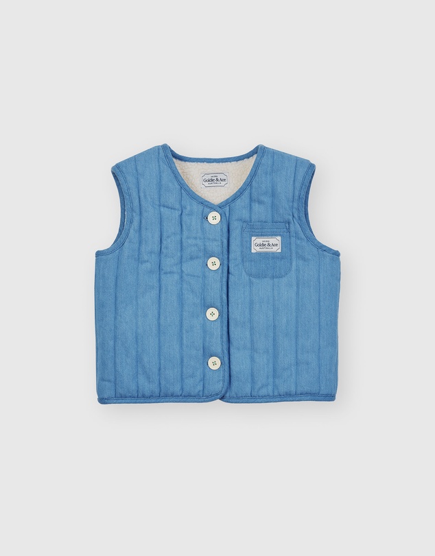 Goldie + Ace - Reversible Chambray Button Vest - Babies-Kids