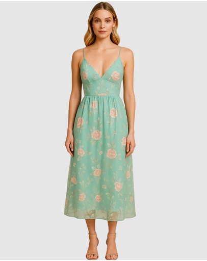 Romance by Honey and Beau - Lou V Neck Midi Dress