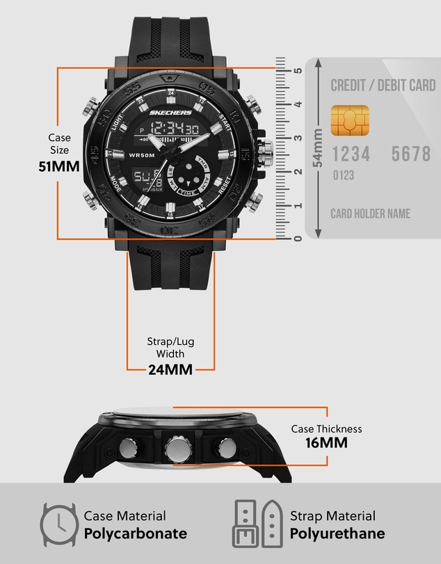 Skechers - Ridgeland Black Analogue-Digital Watch