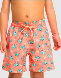 Tolu Australia - Boys Orange Swim Shorts With Crabs