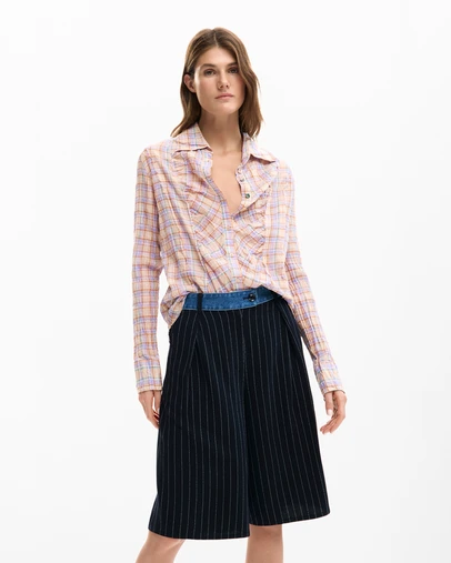 Desigual - Ruched checkered shirt