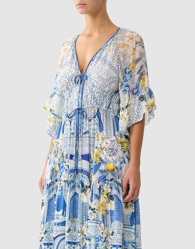 Camilla - Ruffle Sleeve Long Dress