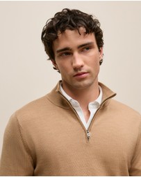 Trenery - Merino Half Zip in Camel