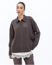 Minima Esenciales - Keir Oversized Merino Cashmere Blend Polo
