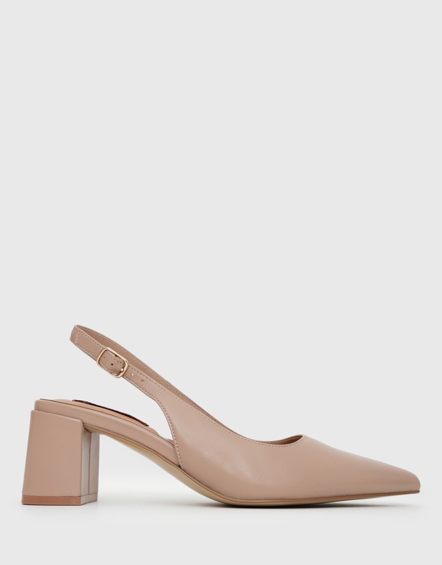 Betts - Wider Fit Kendra Leather Pointed Toe Slingback Pumps