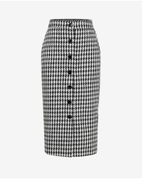 Forcast - Bennet Houndstooth Midi Skirt