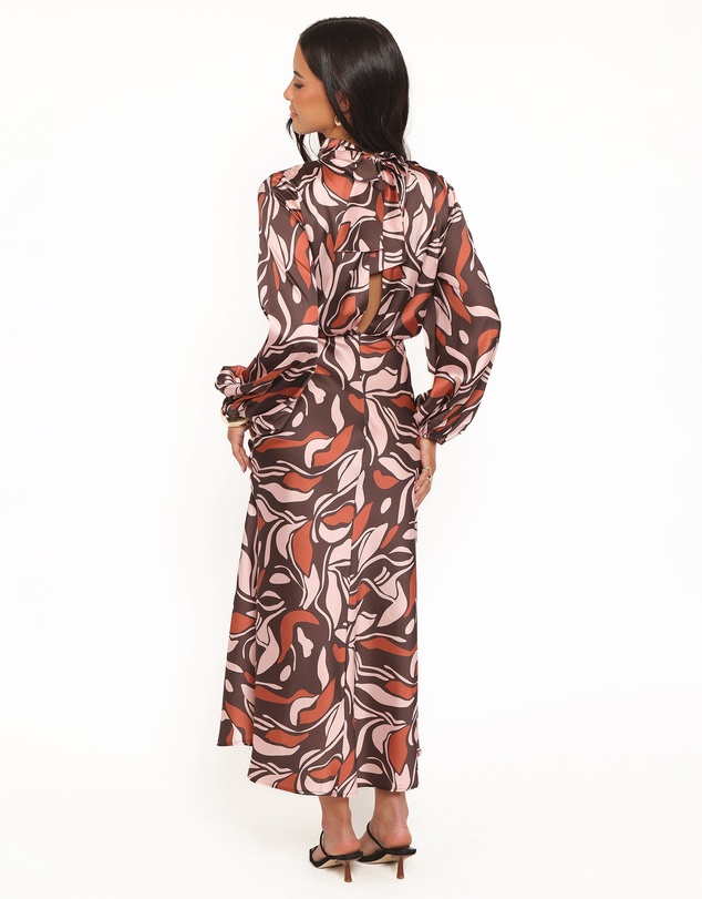 Petal & Pup - Demire Long Sleeve Midi Dress - Brown Multi