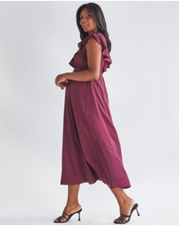 Angel Maternity - Mika Maternity Evening Ruffle Dress in Wine