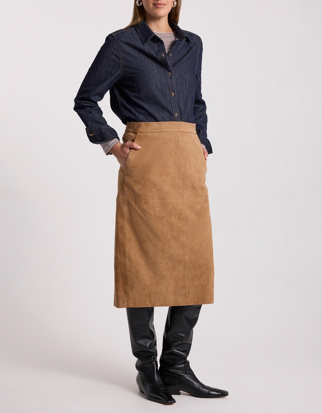 David Lawrence - Tanzie Suede Pencil Skirt