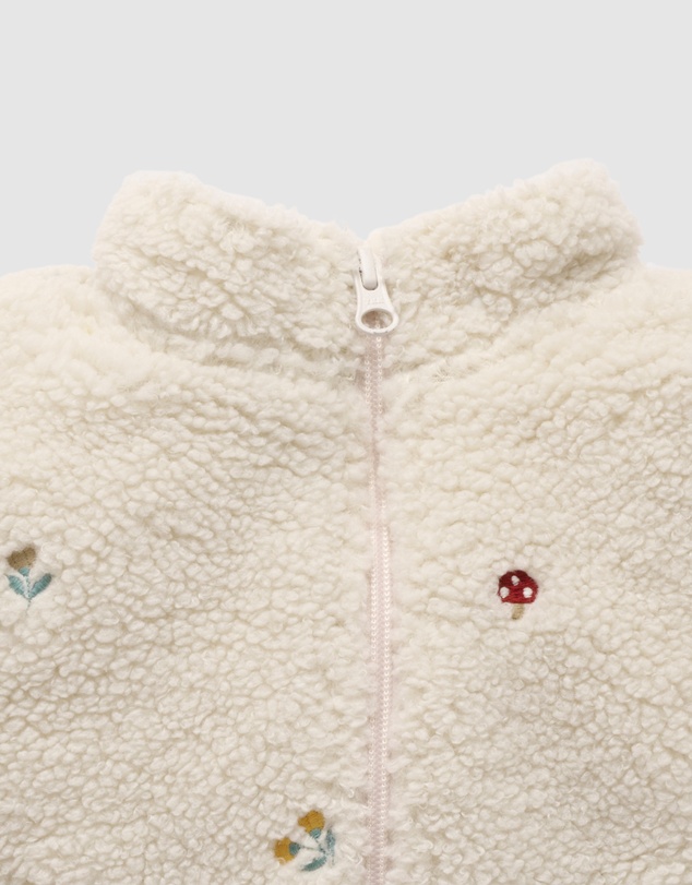 Purebaby - Fluffy Embroidered Jacket -Kids-Babies