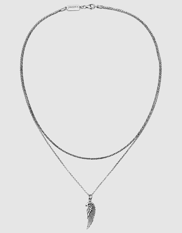 Kuzzoi - ICONIC EXCLUSIVE - Wings Pendant Necklace in Oxidised 925 Sterling Silver