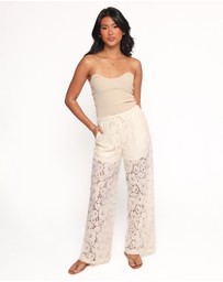 Petal & Pup - Sabina Lace Wide Leg Pant - Cream