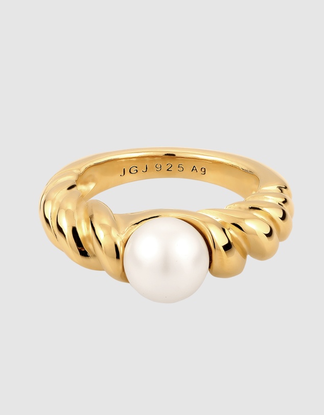 Elli Jewelry - Ring Pearl 925 Sterling Silver Gold-Plated