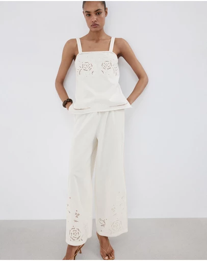 M.N.G - Embroidered Broderie Anglaise Top