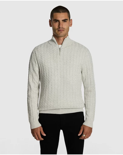 yd. - Eddie 1/4 Zip Cable Knit