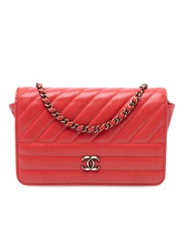 Pre-Loved by Azura Reborn - Pre-Loved Quilted Goatskin Diagonal Wallet On Chain