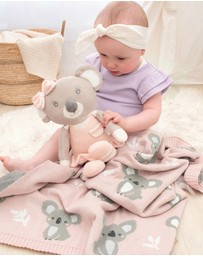 Living Textiles - Australiana Jacquard Blanket - Koala/Blush