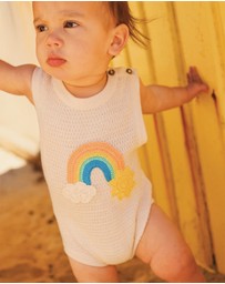 Rock Your Baby - La Mer Knitted Romper in Cream