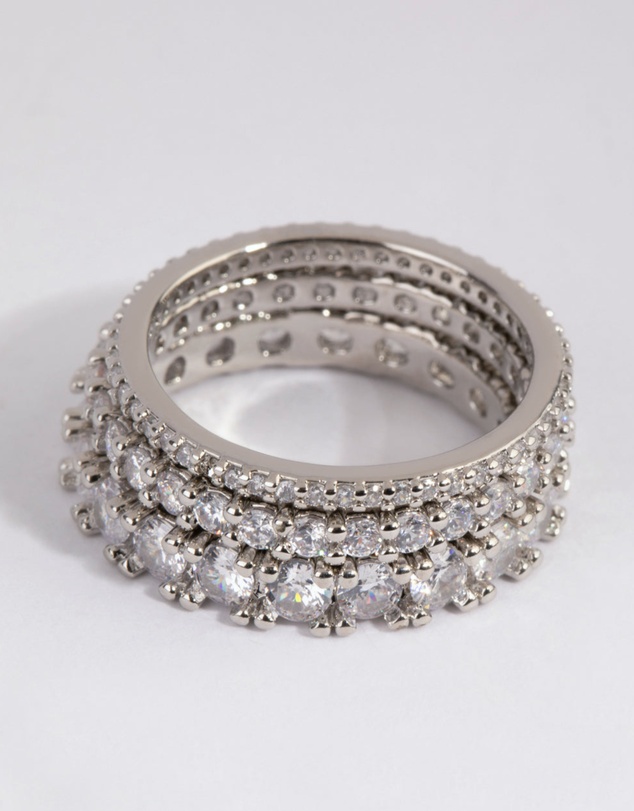 Lovisa - Silver Cubic Zirconia Triple Band Ring