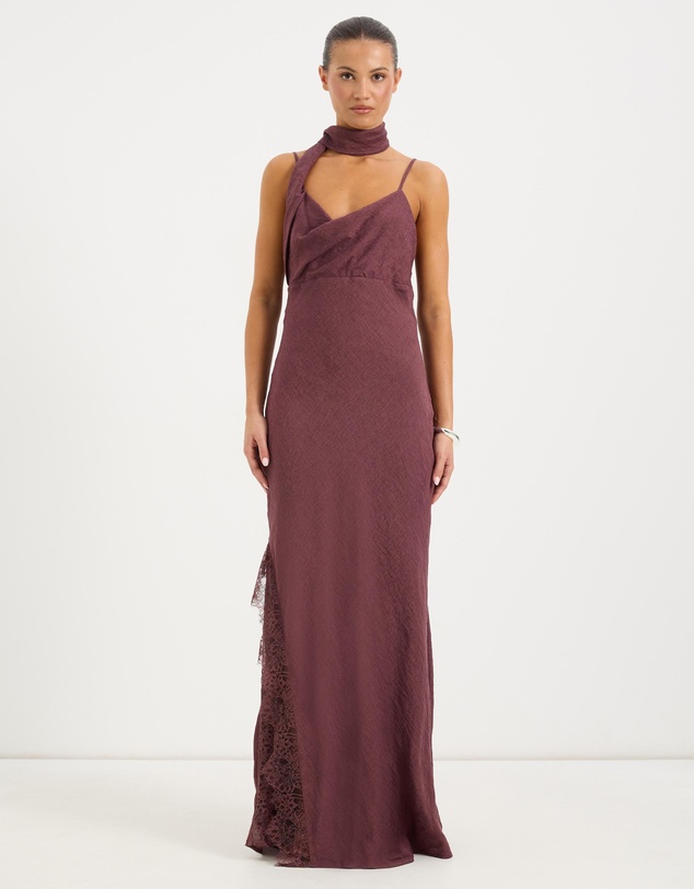 Calli - Estelle Plain Maxi Dress With Scarf
