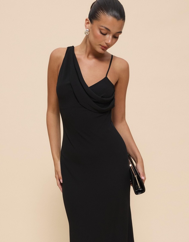 Revibe - Repaired CHANCERY Elly Asymmetric Draped Cowl Maxi Dress - AU 8
