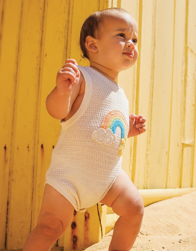 Rock Your Baby - La Mer Knitted Romper in Cream