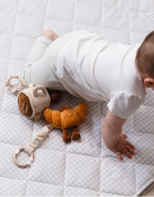 Living Textiles - 2 Pack Mini Market Brunch Stroller Toys - Coffee & Croissant