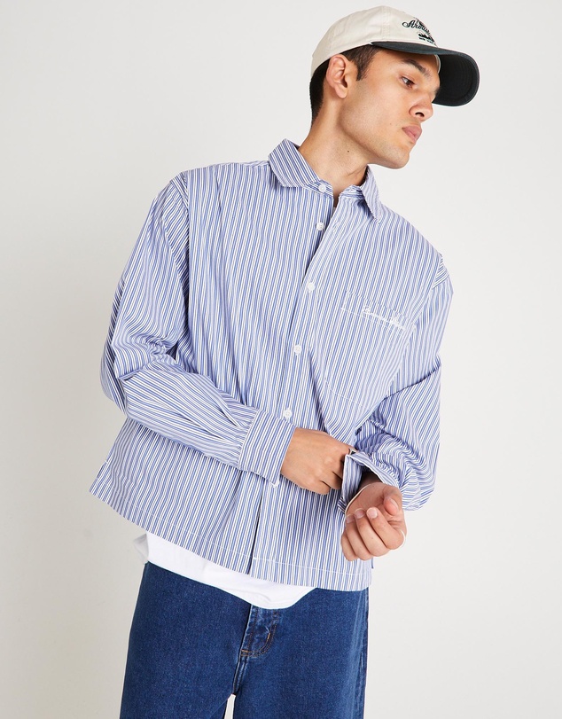 Black Noise White Rain - Miami Striped Long Sleeve Shirt
