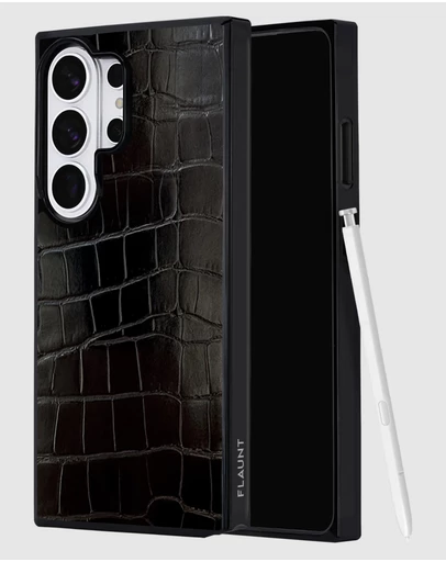 Flaunt - Flaunt Square Black Crocodile Faux Leather w/ Magnet for S26 Ultra